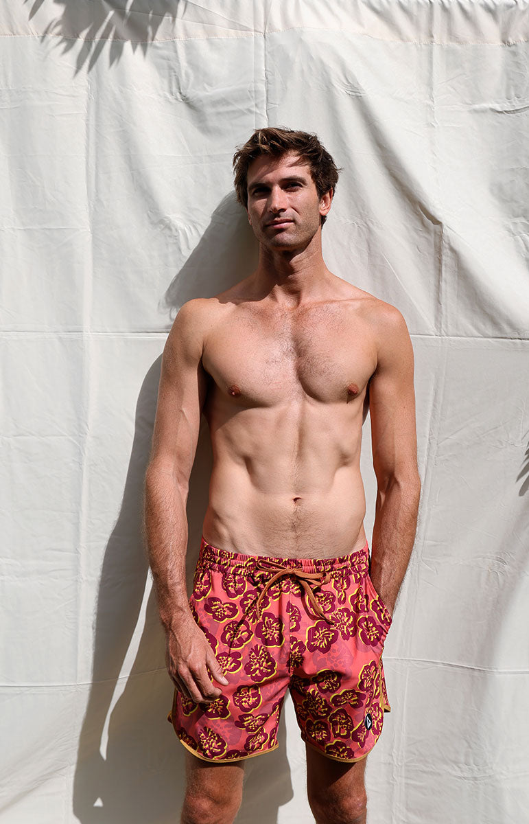 Floral hawaiian deals swim trunks