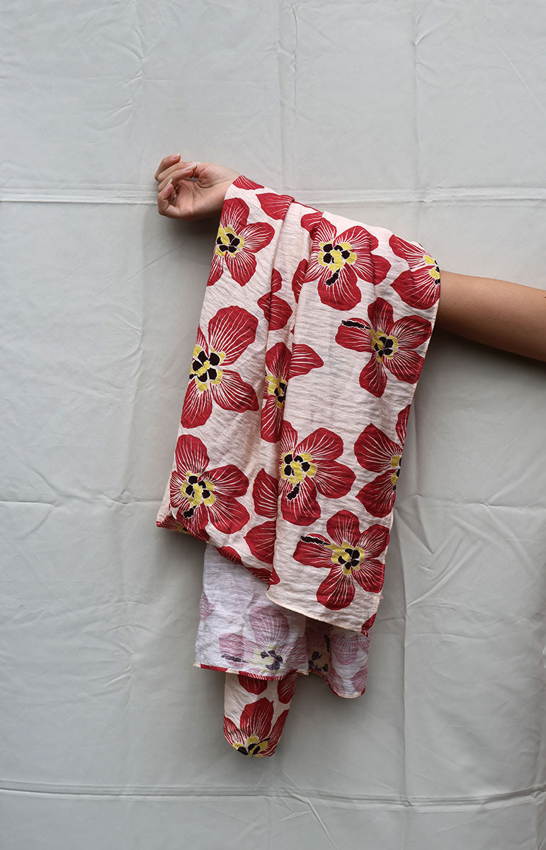 tai swim co coco sarong in haena hau floral pink and light white pink floral hawaiian flower on a beach cover up oversized pareo in silky lyocell fabric with matching bikini flower assortment silky hawaiian beach cover up