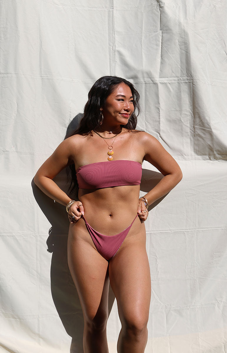 tai swim maddie top in hibiscus ribbed cheeky bandeau strapless bikini top from hawaii