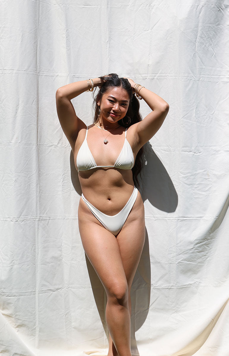 tai swim co mariah bottom in haupia white cream neutral bikini thong bottom ribbed material from hawaii