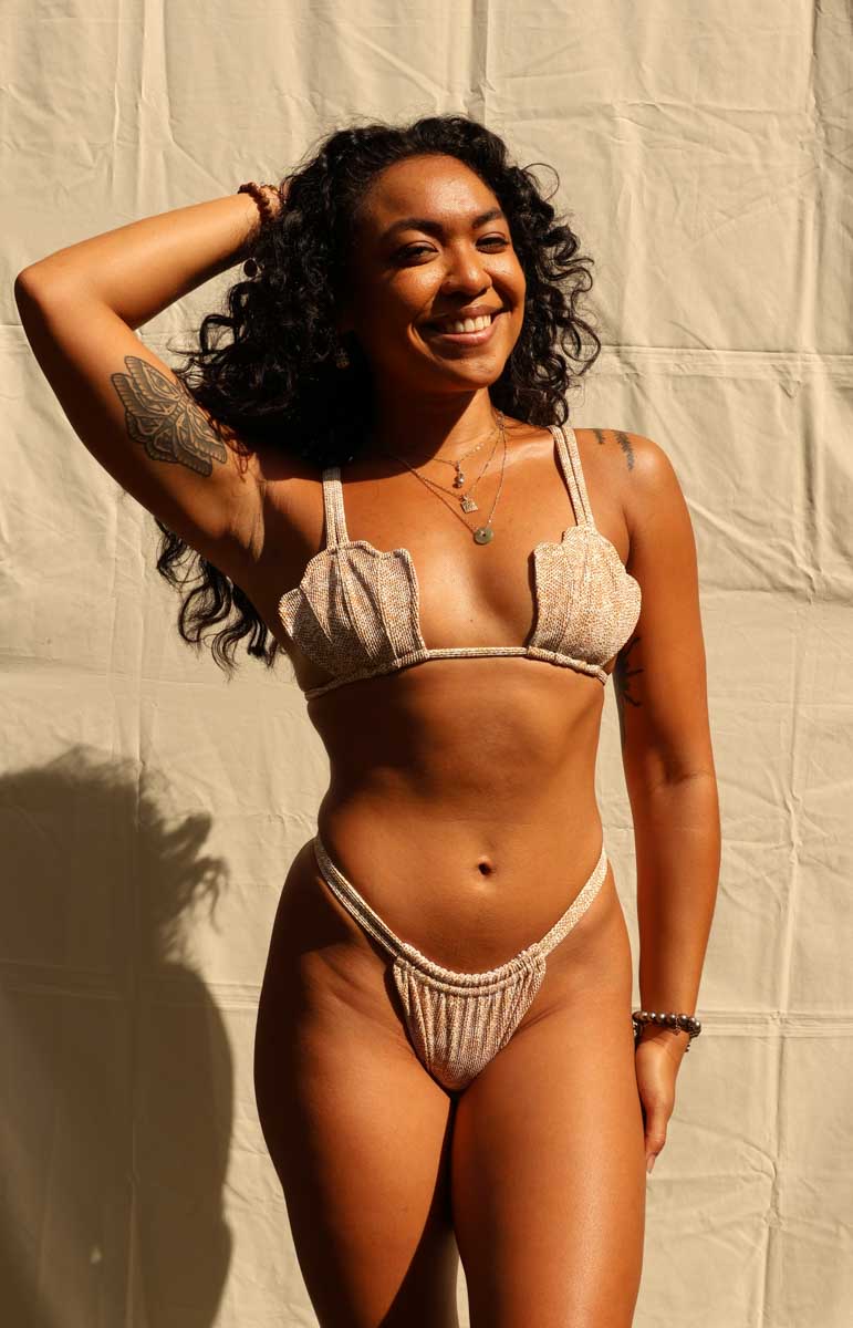 tai swim co jacky shell mermaid shape shell top reversible sustainable animal print oahu hawaii bikinis from hawaii