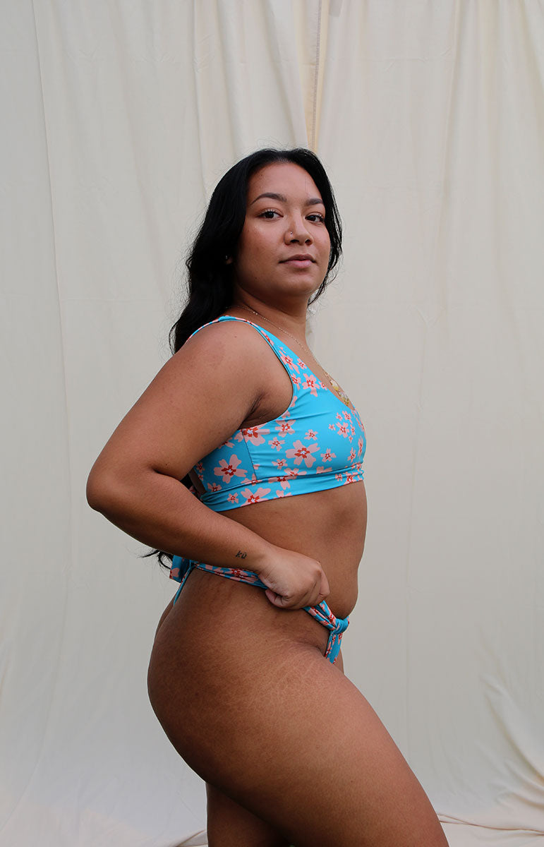 tai swim co starr top in blossom blue floral sporty thick strap tank top open back bikini top size inclusive sporty swimsuit winter 2021 styles