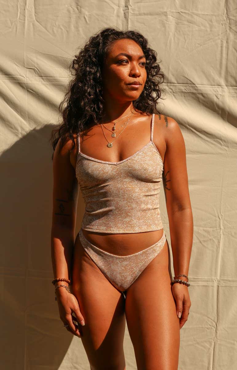 tai swim chelsea top and emma bottom in tako animal print spring bikinis from oahu kailua hawaii