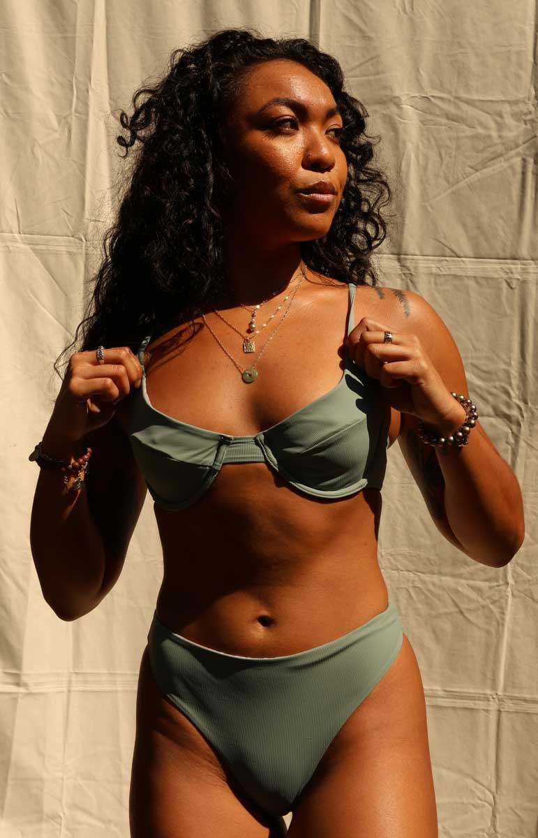 tai swim jade top in fern structured bra top with green supportive adjustable bra bikini top for bigger busts