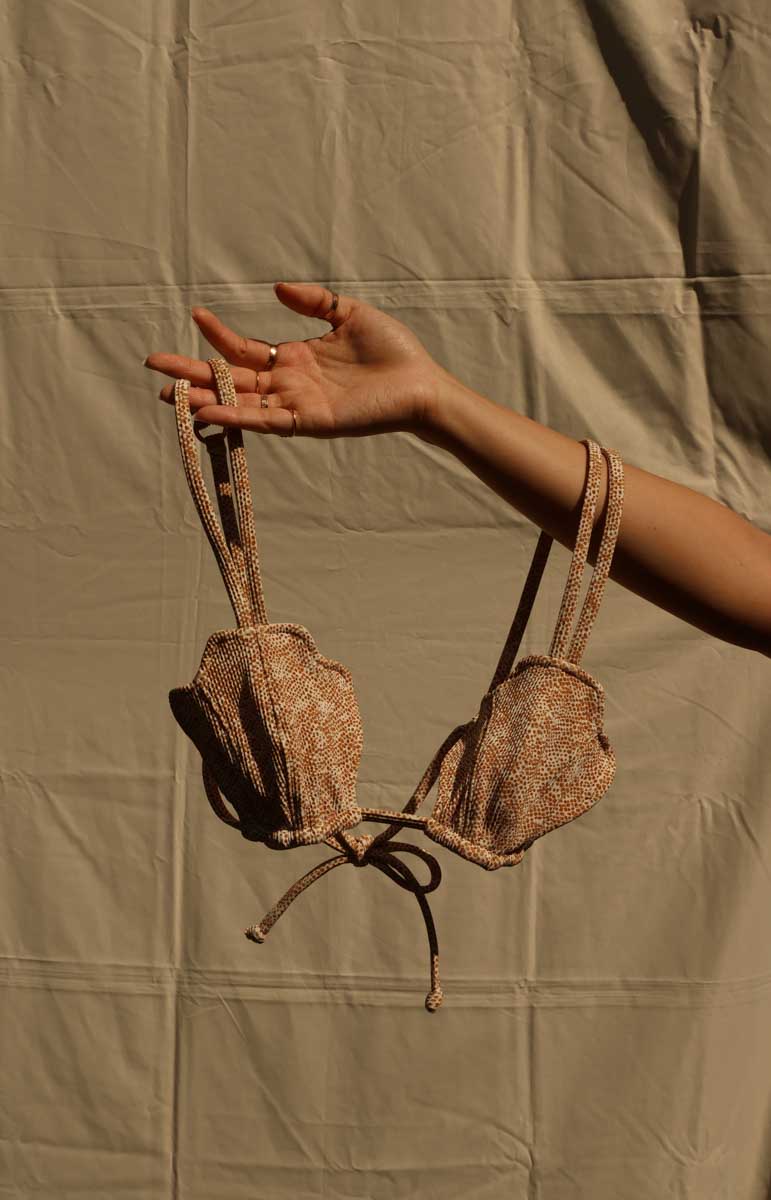 tai swim co jacky shell mermaid shape shell top reversible sustainable animal print oahu hawaii bikinis from hawaii