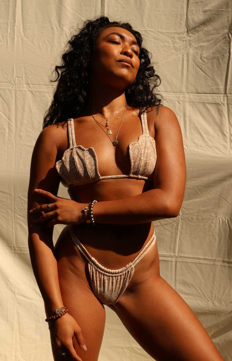 tai swim co jacky shell mermaid shape shell top reversible sustainable animal print oahu hawaii bikinis from hawaii