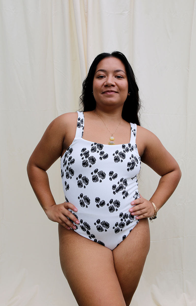tai swim co jordyn one piece shell print swimwear opihi from kailua black and white sustainable cheeky full coverage surfing bikinis