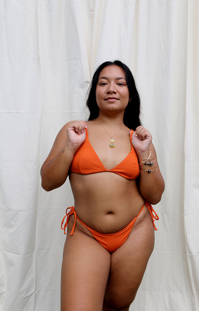tai swim co lauryn bottom orange cheeky size inclusive eco friendly sustainable bikinis based in kailua on oahu
